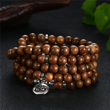 Load image into Gallery viewer, Prayer Beads Bracelet 108 Tibetan Buddhist Rosary Charm Mala Meditation Flower of Life Lucky Wenge Wooden Bracelet For Women Men