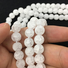 Load image into Gallery viewer, White Snow Cracked Crystal Beads 6/8/10mm Multicolor Round Loose Quartz Crystal Beads for Jewelry Making DIY Bracelet 15inch