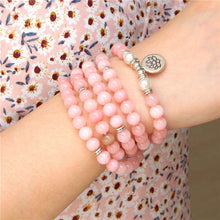 Load image into Gallery viewer, Natural Stone Bracelet Women 108 Mala Yoga Necklace Pink Chalcedony beads Bracelets for Women Fashion Meditation Jewelry 2023