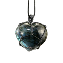 Load image into Gallery viewer, Labradorite Necklace Natural Stone Pendant Wrap braid Necklace Yoga macrame Necklace for men women Energy necklace