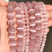 Load image into Gallery viewer, 6-8-10-12 mm Natural Stone Pink White Moonstone Cat Eye Beads For Jewelry Making Smooth Loose Spacer Beads Opal Diy Charm Bracelets Necklace