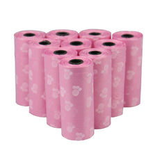 Load image into Gallery viewer, Pet Poop Bags Disposable Dog Waste Bags, Bulk Poop Bags with Leash Clip and Bone Bag Dispenser 5Roll(75Pcs) Bags with Paw Prints