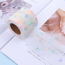 Load image into Gallery viewer, 8cm 25Yards Glitter Tulle Ribbon Roll Sparkly Dot Sequin Mesh Fabric for DIY Hairband Bow Clip Wedding Birthday Party Decoration