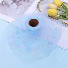 Load image into Gallery viewer, 8cm 25Yards Glitter Tulle Ribbon Roll Sparkly Dot Sequin Mesh Fabric for DIY Hairband Bow Clip Wedding Birthday Party Decoration
