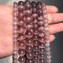 Load image into Gallery viewer, 6-8-10-12 mm Natural Stone Pink White Moonstone Cat Eye Beads For Jewelry Making Smooth Loose Spacer Beads Opal Diy Charm Bracelets Necklace