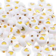 Load image into Gallery viewer, CHONGAI 100Pcs Fashion Jewelry Love Heart Acrylic Flat Round Beads for DIY Craft Jewelry Making