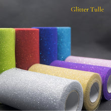 Load image into Gallery viewer, 25Y Glitter Tulle Rolls White Tulle Sparkly Glitter Organza Mesh Fabric Tutu Skirt