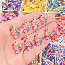 Load image into Gallery viewer, JQ 20Pcs/Lot 2022 Trend Cute Enamel Butterfly Pendant Golden Insect Alloy Charm For Earrings Necklace Jewelry Making Supplies
