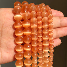 Load image into Gallery viewer, 6-8-10-12 mm Natural Stone Pink White Moonstone Cat Eye Beads For Jewelry Making Smooth Loose Spacer Beads Opal Diy Charm Bracelets Necklace