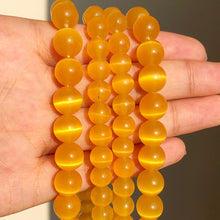 Load image into Gallery viewer, 6-8-10-12 mm Natural Stone Pink White Moonstone Cat Eye Beads For Jewelry Making Smooth Loose Spacer Beads Opal Diy Charm Bracelets Necklace