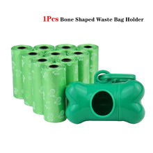Load image into Gallery viewer, Pet Poop Bags Disposable Dog Waste Bags, Bulk Poop Bags with Leash Clip and Bone Bag Dispenser 5Roll(75Pcs) Bags with Paw Prints