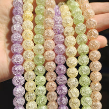 Load image into Gallery viewer, White Snow Cracked Crystal Beads 6/8/10mm Multicolor Round Loose Quartz Crystal Beads for Jewelry Making DIY Bracelet 15inch