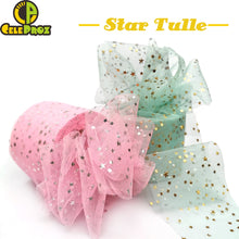 Load image into Gallery viewer, 25Yards 6cm Star Tulle Confetti Glitter Mesh Baking Cake Topper Tutu Pom Bow Soft Sequine Organza DIY Wedding Birthday Decoration