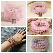 Load image into Gallery viewer, Natural Stone Bracelet Women 108 Mala Yoga Necklace Pink Chalcedony beads Bracelets for Women Fashion Meditation Jewelry 2023