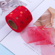 Load image into Gallery viewer, 8cm 25Yards Glitter Tulle Ribbon Roll Sparkly Dot Sequin Mesh Fabric for DIY Hairband Bow Clip Wedding Birthday Party Decoration