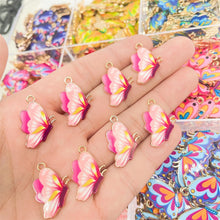 Load image into Gallery viewer, JQ 20Pcs/Lot 2022 Trend Cute Enamel Butterfly Pendant Golden Insect Alloy Charm For Earrings Necklace Jewelry Making Supplies