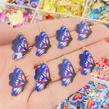 Load image into Gallery viewer, JQ 20Pcs/Lot 2022 Trend Cute Enamel Butterfly Pendant Golden Insect Alloy Charm For Earrings Necklace Jewelry Making Supplies