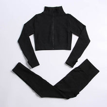 Load image into Gallery viewer, 2/3 Pieces Yoga Set Bar High-Waisted Tight Pants Gym Exercise Clothing Suitable Sportswear For Women Zipper Jacket Leggings Suit