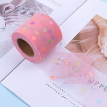 Load image into Gallery viewer, 8cm 25Yards Glitter Tulle Ribbon Roll Sparkly Dot Sequin Mesh Fabric for DIY Hairband Bow Clip Wedding Birthday Party Decoration