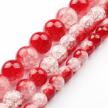 Load image into Gallery viewer, White Snow Cracked Crystal Beads 6/8/10mm Multicolor Round Loose Quartz Crystal Beads for Jewelry Making DIY Bracelet 15inch