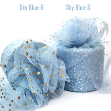 Load image into Gallery viewer, 25Yards 6cm Star Tulle Confetti Glitter Mesh Baking Cake Topper Tutu Pom Bow Soft Sequine Organza DIY Wedding Birthday Decoration