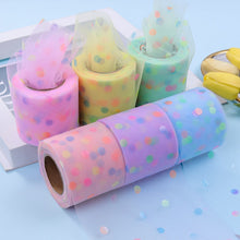 Load image into Gallery viewer, 8cm 25Yards Glitter Tulle Ribbon Roll Sparkly Dot Sequin Mesh Fabric for DIY Hairband Bow Clip Wedding Birthday Party Decoration