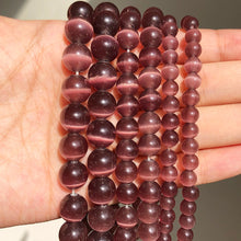 Load image into Gallery viewer, 6-8-10-12 mm Natural Stone Pink White Moonstone Cat Eye Beads For Jewelry Making Smooth Loose Spacer Beads Opal Diy Charm Bracelets Necklace