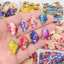 Load image into Gallery viewer, JQ 20Pcs/Lot 2022 Trend Cute Enamel Butterfly Pendant Golden Insect Alloy Charm For Earrings Necklace Jewelry Making Supplies
