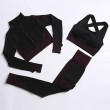 Load image into Gallery viewer, 2/3 Pieces Yoga Set Bar High-Waisted Tight Pants Gym Exercise Clothing Suitable Sportswear For Women Zipper Jacket Leggings Suit