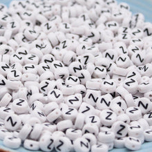 Load image into Gallery viewer, CHONGAI 100/500Pcs/500Gram Oblate Acrylic Letter Beads Single Alphabet White Round Bracelet Jewelry Beads&Jewelry Making 4*7MM