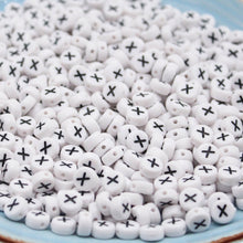Load image into Gallery viewer, CHONGAI 100/500Pcs/500Gram Oblate Acrylic Letter Beads Single Alphabet White Round Bracelet Jewelry Beads&Jewelry Making 4*7MM