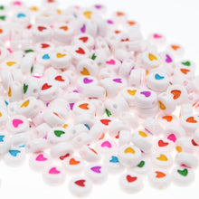Load image into Gallery viewer, CHONGAI 100Pcs Fashion Jewelry Love Heart Acrylic Flat Round Beads for DIY Craft Jewelry Making