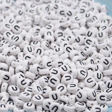 Load image into Gallery viewer, CHONGAI 100/500Pcs/500Gram Oblate Acrylic Letter Beads Single Alphabet White Round Bracelet Jewelry Beads&Jewelry Making 4*7MM