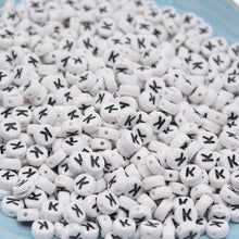 Load image into Gallery viewer, CHONGAI 100/500Pcs/500Gram Oblate Acrylic Letter Beads Single Alphabet White Round Bracelet Jewelry Beads&Jewelry Making 4*7MM