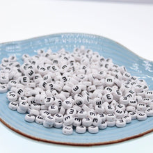 Load image into Gallery viewer, CHONGAI 100/500Pcs/500Gram Oblate Acrylic Letter Beads Single Alphabet White Round Bracelet Jewelry Beads&Jewelry Making 4*7MM