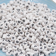 Load image into Gallery viewer, CHONGAI 100/500Pcs/500Gram Oblate Acrylic Letter Beads Single Alphabet White Round Bracelet Jewelry Beads&Jewelry Making 4*7MM
