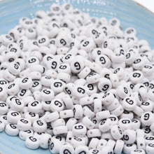 Load image into Gallery viewer, CHONGAI 100/500Pcs/500Gram Oblate Acrylic Letter Beads Single Alphabet White Round Bracelet Jewelry Beads&Jewelry Making 4*7MM