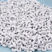 Load image into Gallery viewer, CHONGAI 100/500Pcs/500Gram Oblate Acrylic Letter Beads Single Alphabet White Round Bracelet Jewelry Beads&Jewelry Making 4*7MM
