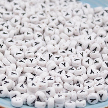 Load image into Gallery viewer, CHONGAI 100/500Pcs/500Gram Oblate Acrylic Letter Beads Single Alphabet White Round Bracelet Jewelry Beads&Jewelry Making 4*7MM