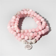 Load image into Gallery viewer, Natural Stone Bracelet Women 108 Mala Yoga Necklace Pink Chalcedony beads Bracelets for Women Fashion Meditation Jewelry 2023