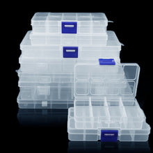 Load image into Gallery viewer, Plastic Jewelry Box 10/15/24 Compartment Slot Organizer Storage Beads Container Adjustable Jewelry Storage Box Rectangle Case
