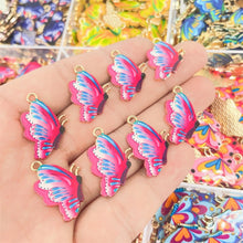 Load image into Gallery viewer, JQ 20Pcs/Lot 2022 Trend Cute Enamel Butterfly Pendant Golden Insect Alloy Charm For Earrings Necklace Jewelry Making Supplies