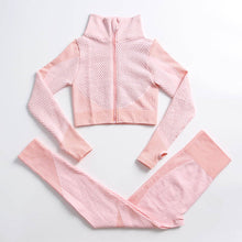Load image into Gallery viewer, 2/3 Pieces Yoga Set Bar High-Waisted Tight Pants Gym Exercise Clothing Suitable Sportswear For Women Zipper Jacket Leggings Suit