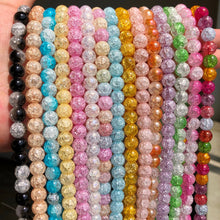 Load image into Gallery viewer, White Snow Cracked Crystal Beads 6/8/10mm Multicolor Round Loose Quartz Crystal Beads for Jewelry Making DIY Bracelet 15inch