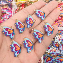 Load image into Gallery viewer, JQ 20Pcs/Lot 2022 Trend Cute Enamel Butterfly Pendant Golden Insect Alloy Charm For Earrings Necklace Jewelry Making Supplies