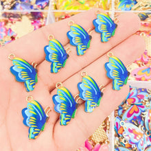 Load image into Gallery viewer, JQ 20Pcs/Lot 2022 Trend Cute Enamel Butterfly Pendant Golden Insect Alloy Charm For Earrings Necklace Jewelry Making Supplies