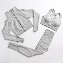 Load image into Gallery viewer, 2/3 Pieces Yoga Set Bar High-Waisted Tight Pants Gym Exercise Clothing Suitable Sportswear For Women Zipper Jacket Leggings Suit