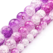 Load image into Gallery viewer, White Snow Cracked Crystal Beads 6/8/10mm Multicolor Round Loose Quartz Crystal Beads for Jewelry Making DIY Bracelet 15inch