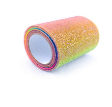 Load image into Gallery viewer, 10Yard/roll 6" 15cm/7.5cm Rainbow Glitter Tulle Roll Sequin Crystal Organza Sheer Fabric DIY Craft Tutu Skirt Home Wedding Decor