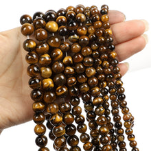 Load image into Gallery viewer, 4/10mm Natural Stone Beads Tiger Eye Amazonite Rose quartz Turquoises Obsidian Agates Beads For Jewelry Making DIY Bracelet